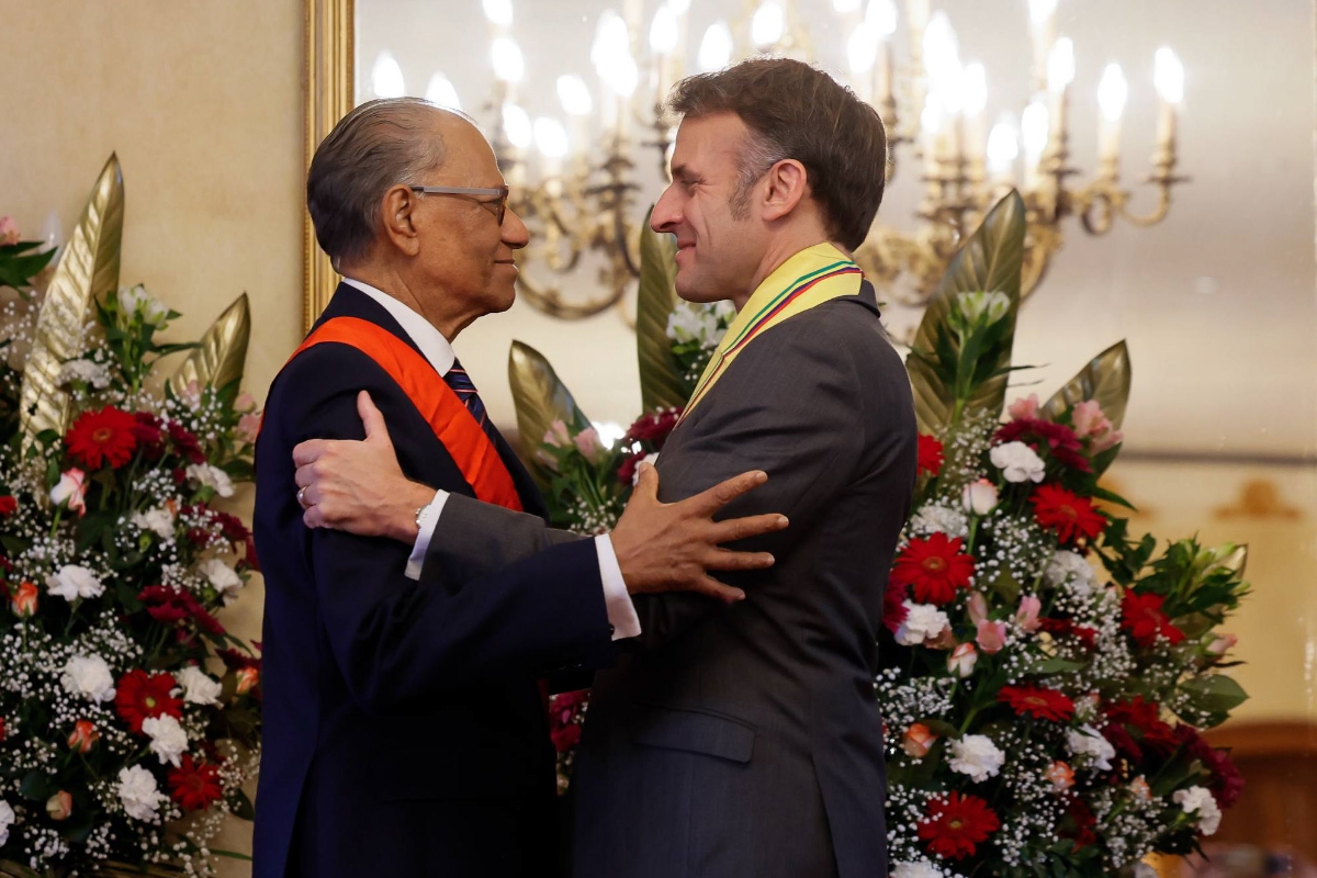 Le président mauricien aux côtés d'Emmanuel Macron président français